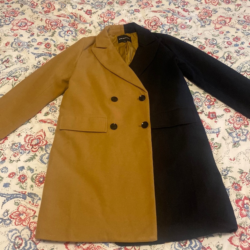 NWOT! Who What Wear black and camel coat size Medium